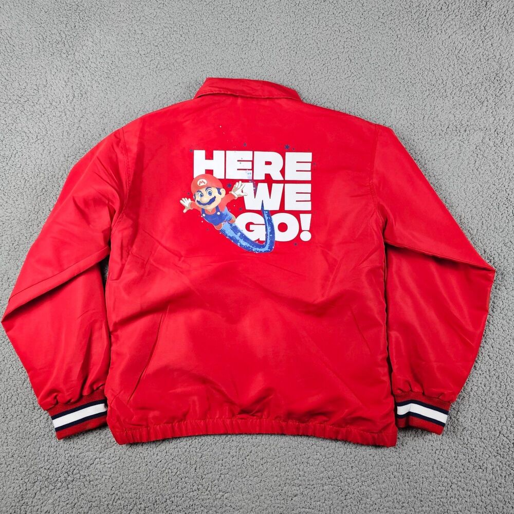Mario Varsity Jacket Youth 2XL Red Snaps Galaxy Movie Nintendo Gamer Merch NWT